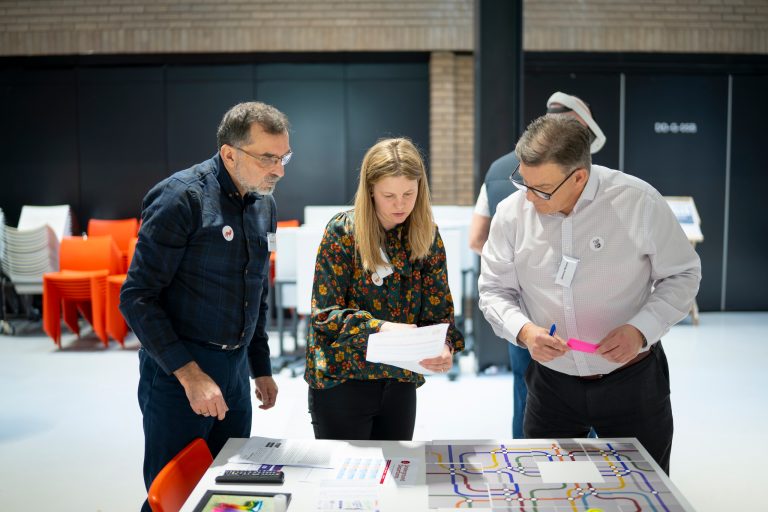 A team working together at a Teams Glued event