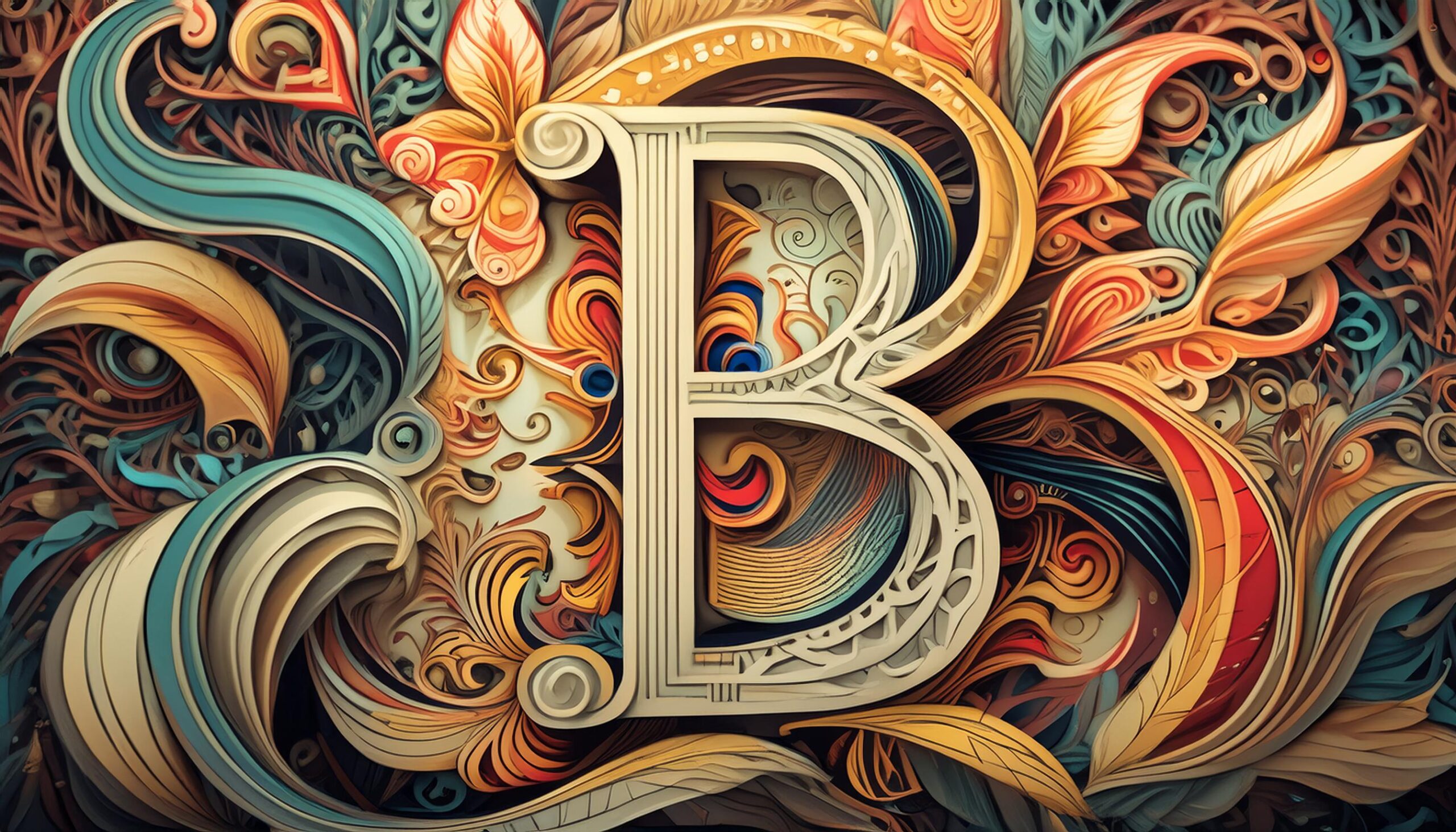 Firefly A illustration showing details of typography and letter, different colours using the b 74733 Image of decorated B