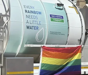 A Severn Trent water lorry at Birmingham Pride 2026 - a brand that showed up with a great brand proposition.