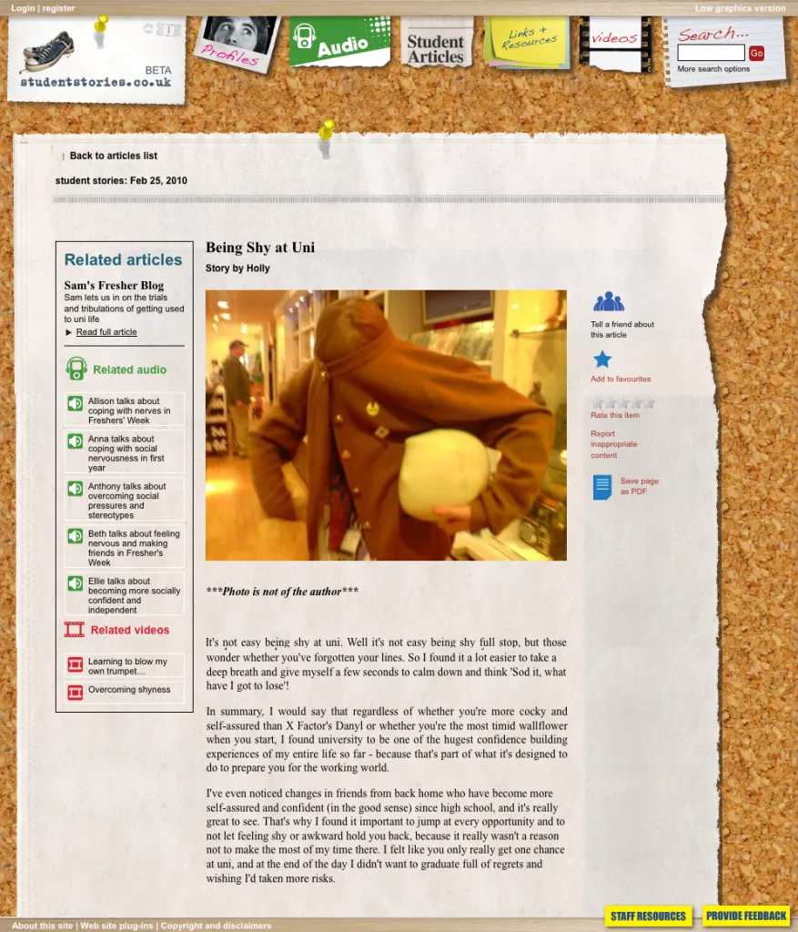 Image of the Student Stories website created by Glued marketing in Worcester. A marketing and design business run by creative designer David Wilson.